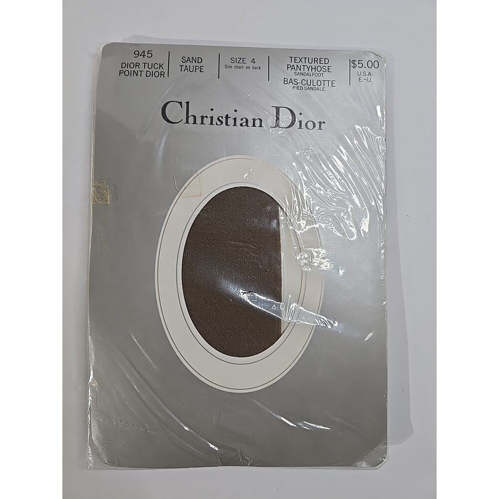 Vintage Christian Dior Textured Pantyhose Dior Tuck Point Dior Sand Size 4